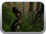 He scans the area ahead